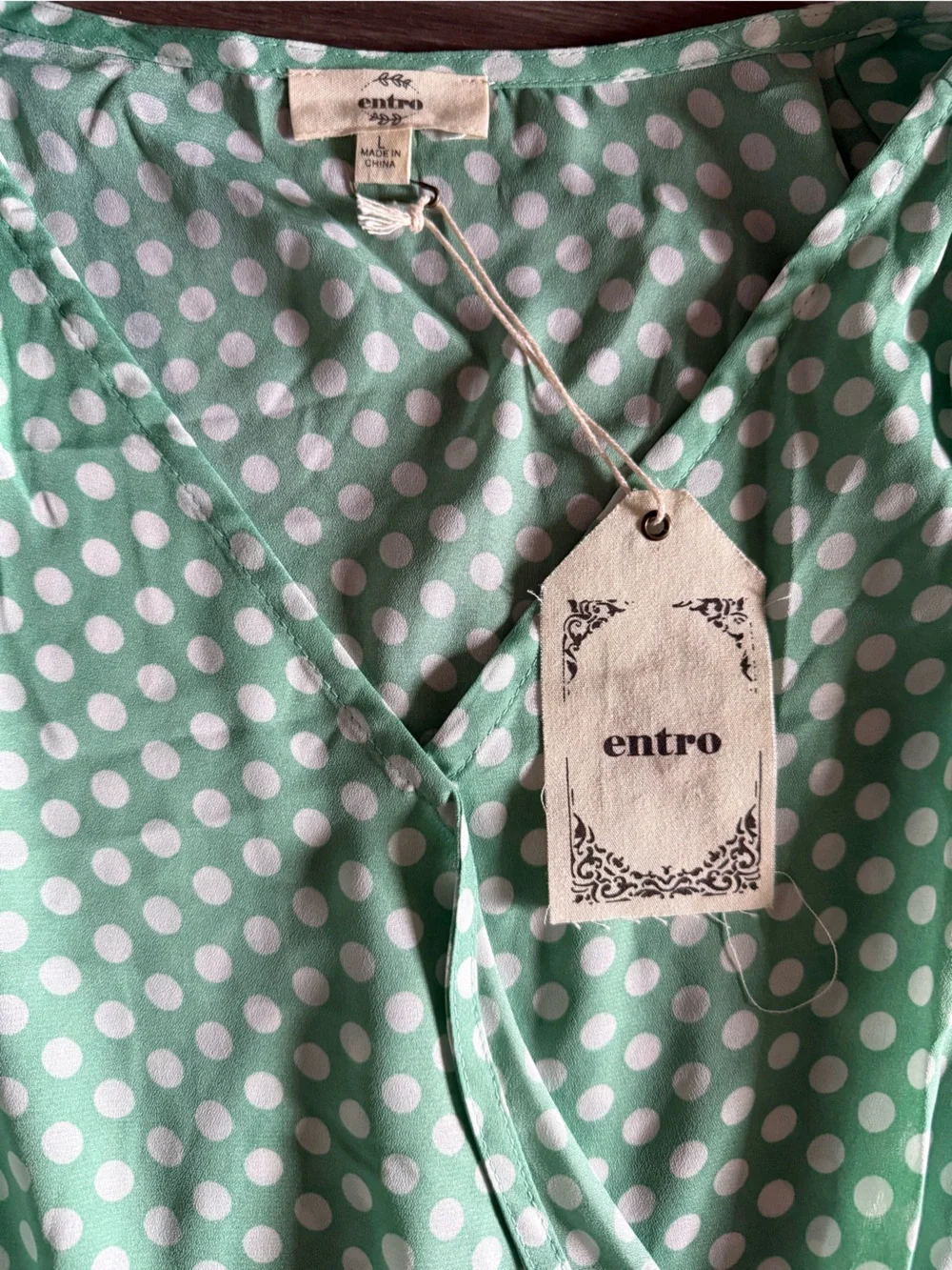 entro Mint Green Polka Dot Waist-Tie Romper - Picture 2 of 3